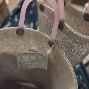 Kids Glitter Rain Boots with Pink Handles